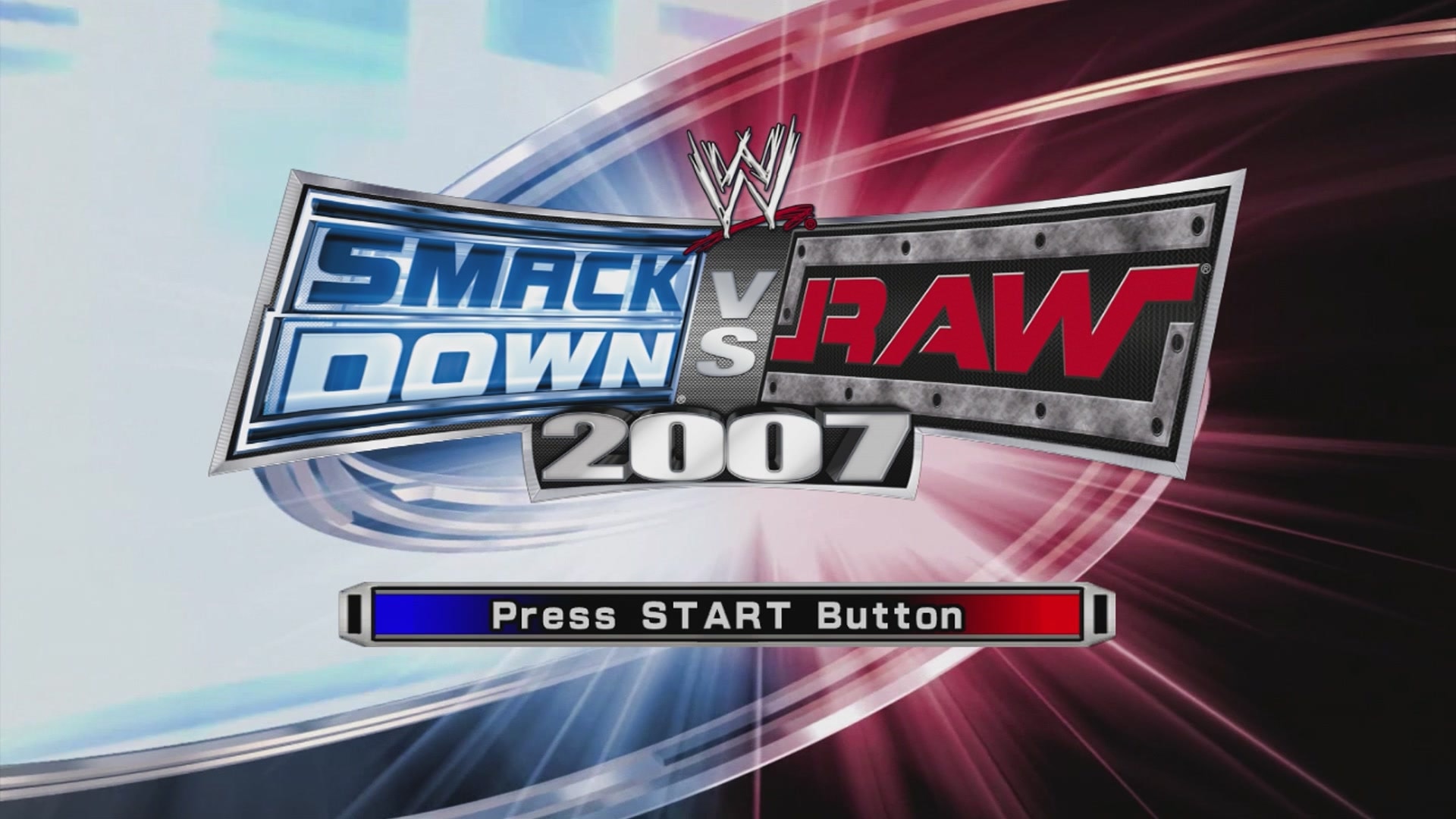WWE Smackdown vs. Raw 2007 title screen for Xbox 360